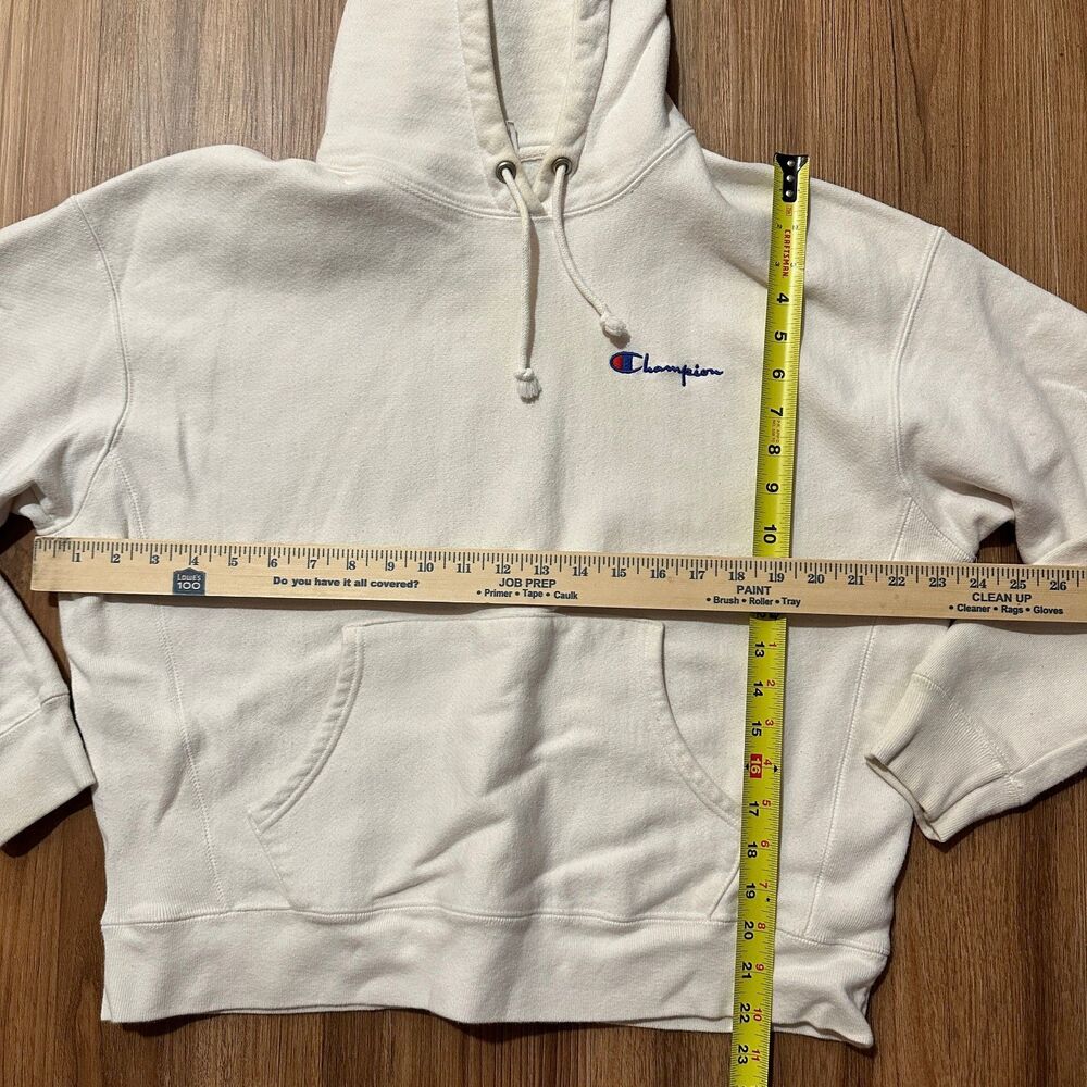 Champion Reverse Weave Women's XL Pullover Cropped Boxy White Sweatshirt Hoodie - Picture 6 of 6